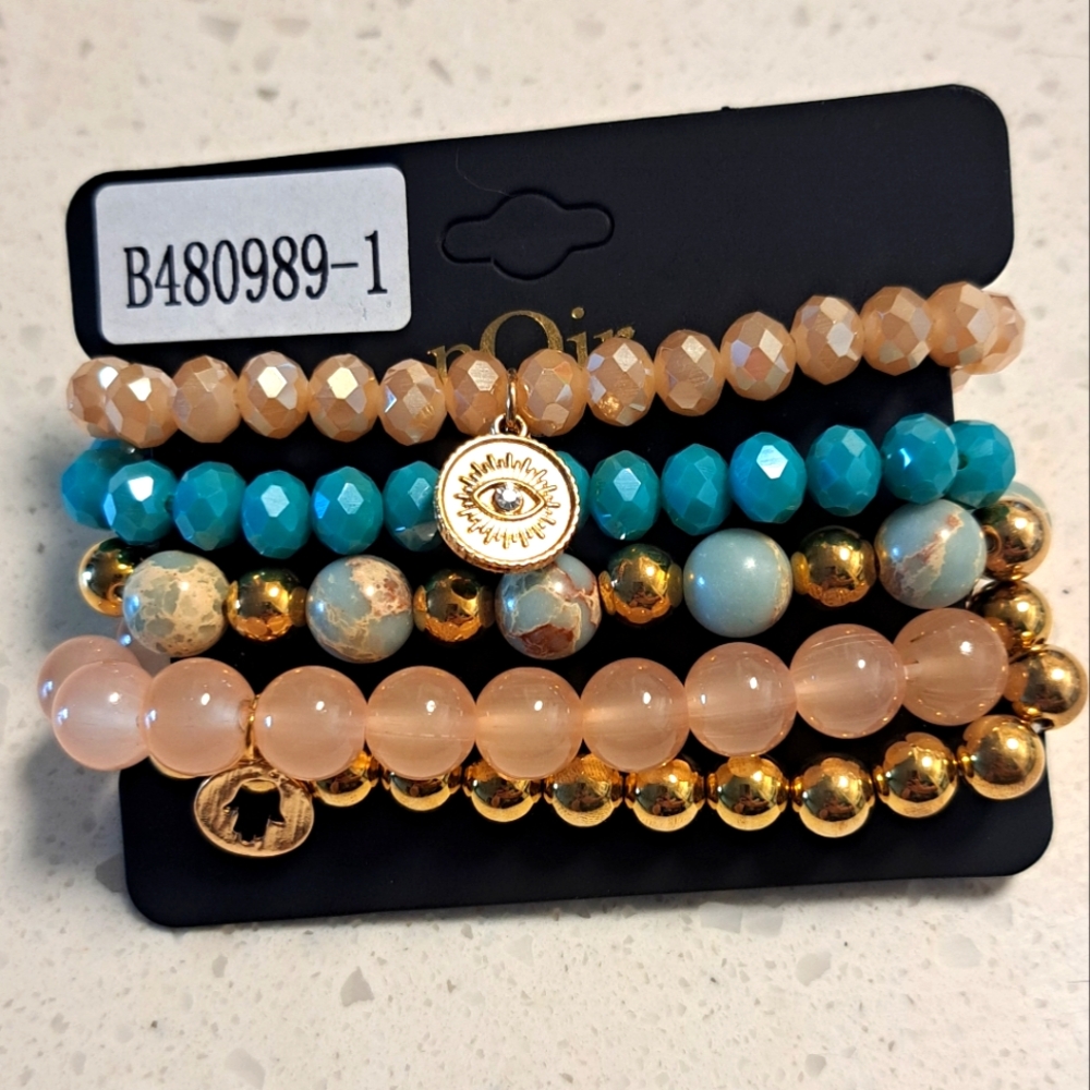 NWT. NOir Jewelry Boho Beaded Bracelet Set